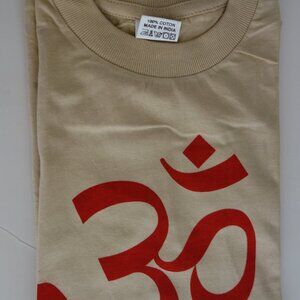 100% Cotton Women Medium T-shirt with Om in Red Color in Hindi L 24" W 17" New